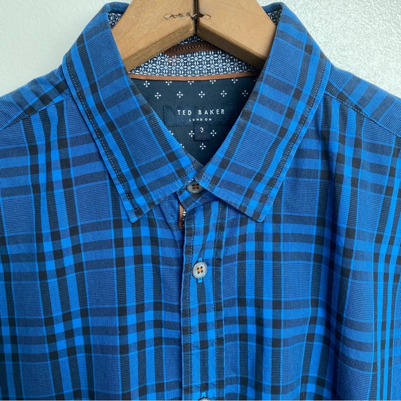 Ted Baker London Plaid Button Down Shirt Size 3 - Picture 3 of 9